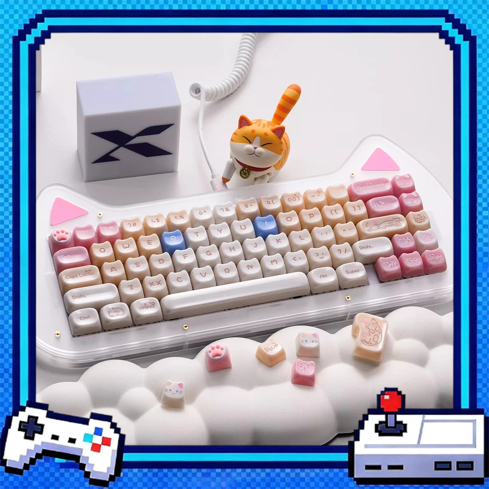 XVX Candy Cat PC Keycaps Light Transmission Keycap Screen Printing Process MAO Height Keyboard Keycaps Customized PC Gifts