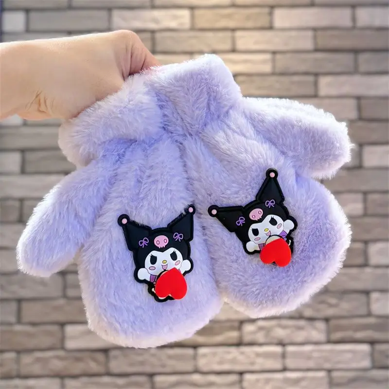 

Sanrio Baby Winter Gloves Cute Kuromi Full Coverage Warm Gloves Style Fleece Lined Thickened for Winter Winter Gift for Children