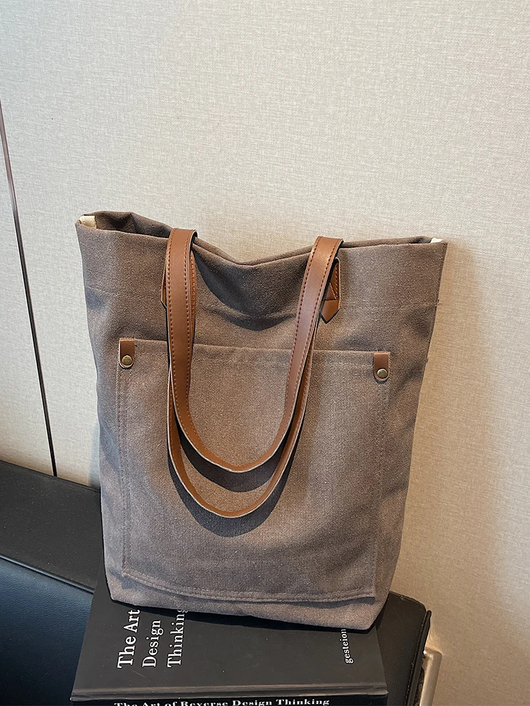 

Женская парусиновая сумка через плечо, новинка 2025, повседневная универсальная большая сумка-тоут Capaci, студенческая дорожная сумка, мягкая нейтральная сумка