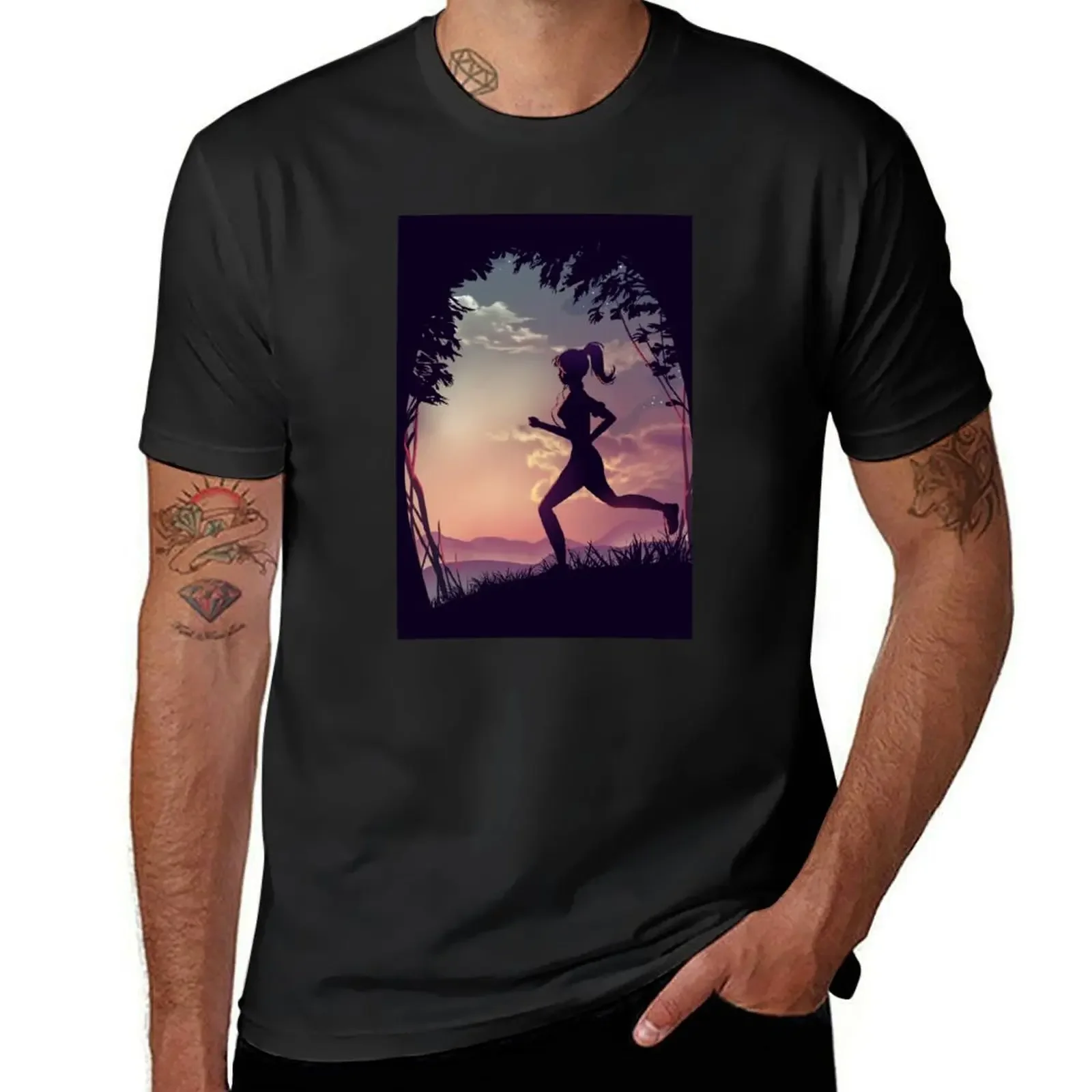 Sunset Jogging T-Shirt graphics graphic shirts shirts graphic tees vintage t shirt men