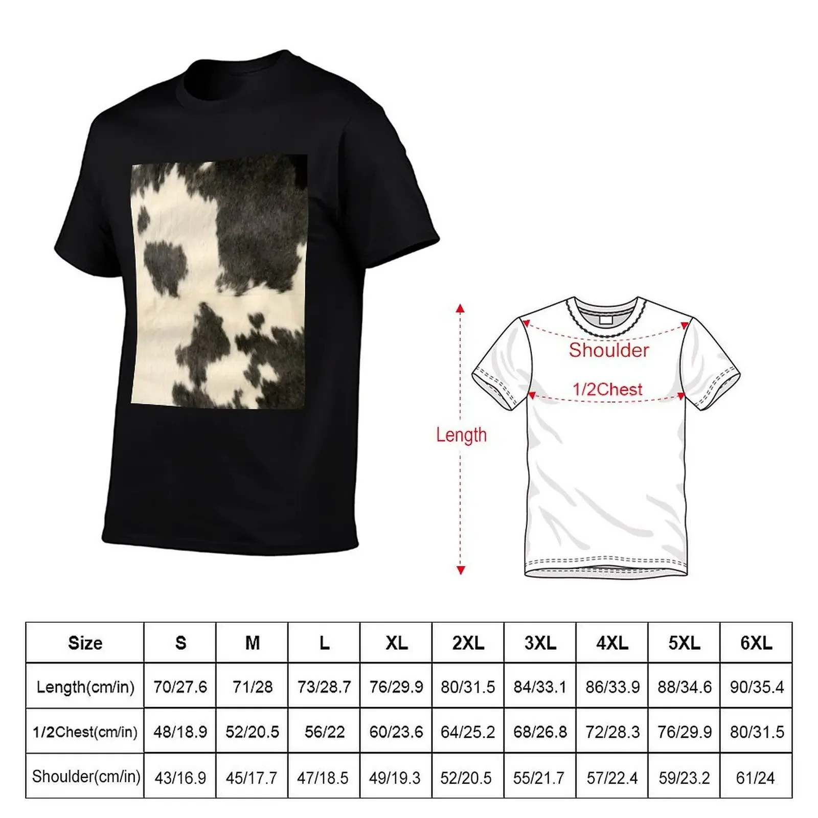 Black & White Cow Hide T-Shirt rapper graphic tees Short sleeve tee men workout shirt