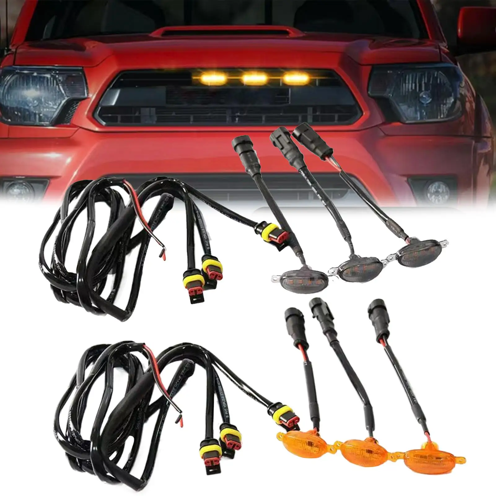 

Автомобильная решетка, желтый свет, дневные ходовые огни, светодиодный декоративный предупредительный свет, пикап, дымка, свет 12 В, управление Raptor