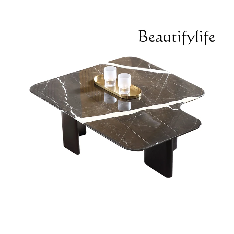 

Italian Modern Minimalist Solid Wood Marble Shaped Tea Table Combination Living Room Home Retro Side Table
