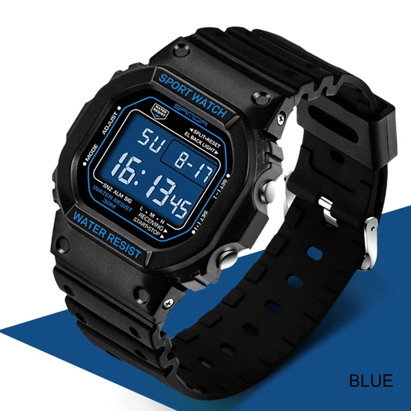 Fashino Sanda-reloj Digital para hombre, accesorio Masculino de pulsera resistente al agua con pantalla Led de 30m, complemento deportivo de marca de lujo con diseño militar, 2022