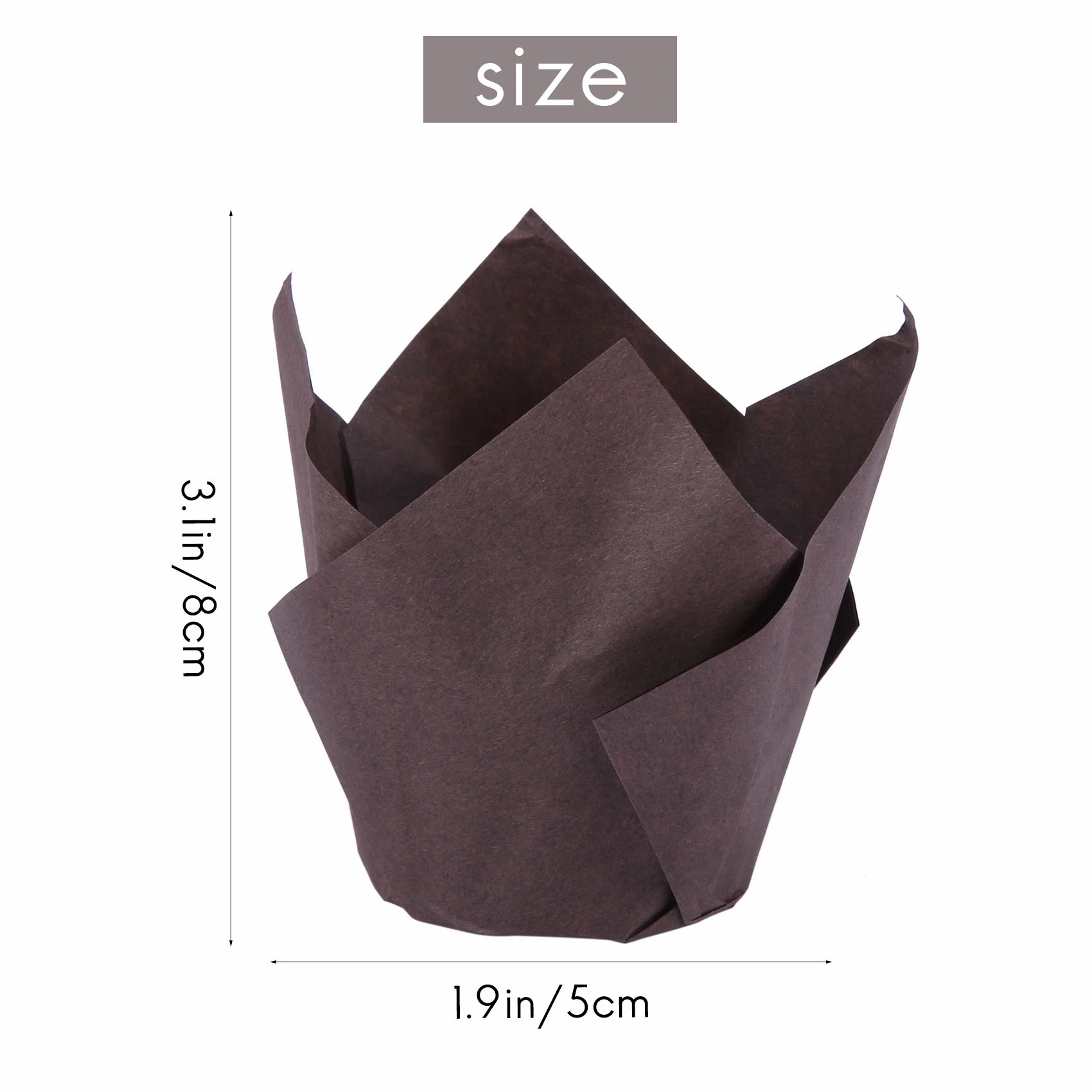200 Stück Tulpen Cupcake Back becher, Muffin Back liner Halter, rustikale Cupcake Wrapper, braun, weiß und Naturfarbe