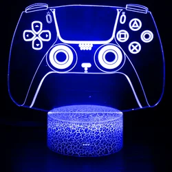 Gamepad 3D Illusion Lamp LED Night Light 7 Color Changing Gamer Nightlight Kids Room Decor Christmas Birthday Gift for Boy Men