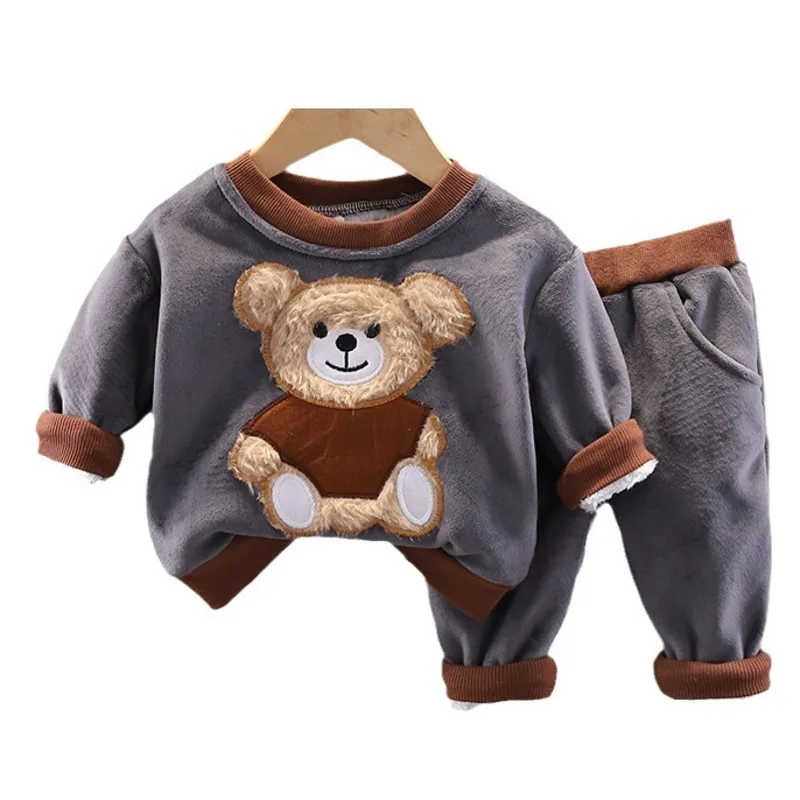 

New Winter Fashion Baby Girls Clothes Suit Children Boys Cartoon Thicken T-Shirt Pants 2Pcs/Sets Toddler Costume Kids Tracksuits