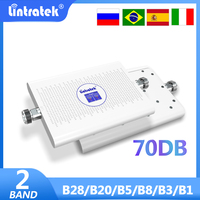 Lintratek 2 Band Cellular Amplifier 800 850 900 1800 2100 MHz LTE GSM 2G 3G 4G Signal Booster 70dB Mobile Repeater AGC