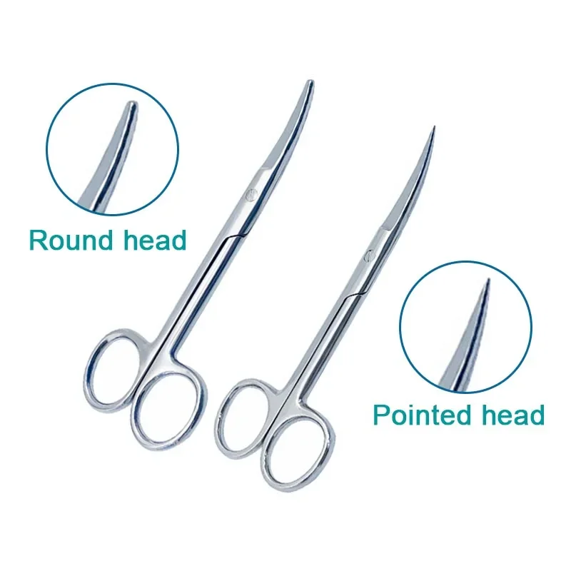 1pcs Stainless Steel Medical Surgical Scissors Curved Scissors Round Head Pointed Head Orthopedic Instrument