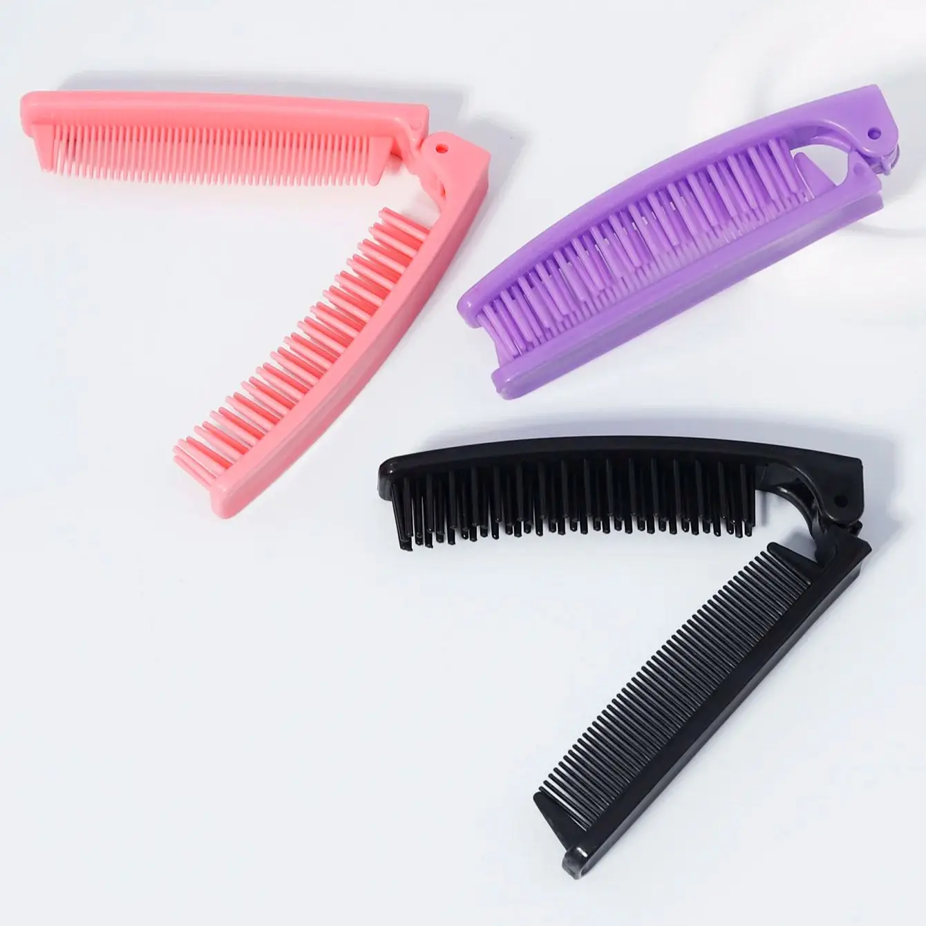 1pc Portable Travel Folding Hair Brush Compact Pocket Hair Comb Double Headed Anti-static Comb,Special for real hair wigs