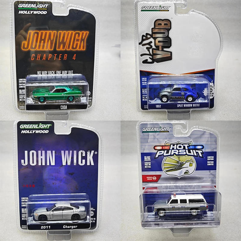 

Greenlight 1:64 John Wick Cuda Beetle Van Green Machine Green Wheel War Horse SXT Series Модель автомобиля из сплава Коллекционные украшения