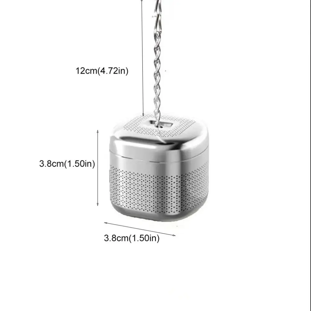 2 Set Teaware Stainless Steel Square Tea Infuser Ball Fine Mesh Tea Filter with Tray Chain Design Tea Strainer Cooking