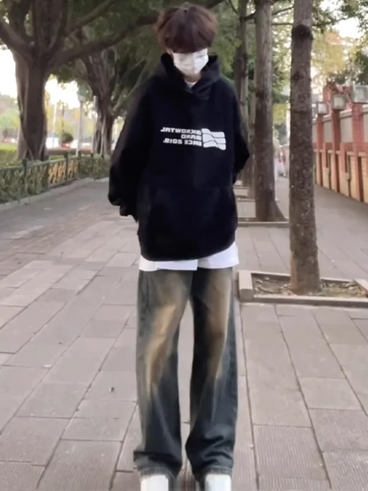 

Мужские джинсы Cleanfit в винтажном американском стиле, свободные прямые брюки с высокой талией, длинные, молодежные, летние...