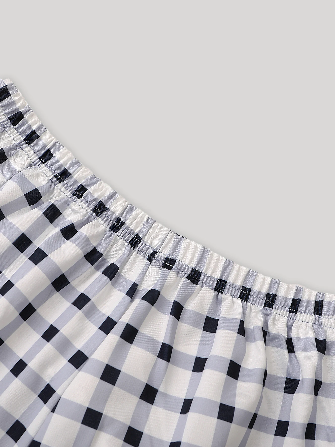 Men's Small Checkered Patchwork Pocket Pajama Set: Round Neck Long-Sleeve Soft Knit Top + Elastic Waist Plaid Long Pants Casual Home Sleepwear Set view 5
