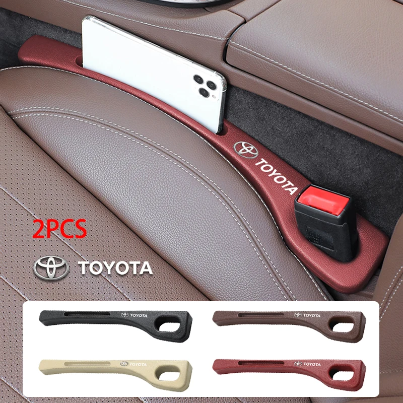 2Pcs Car Slot Seat Gap Storage Filler PU leather Accessories For Toyota Cruiser Yaris Aygo Caldina Sequoia Rav4 Land Supra Camry