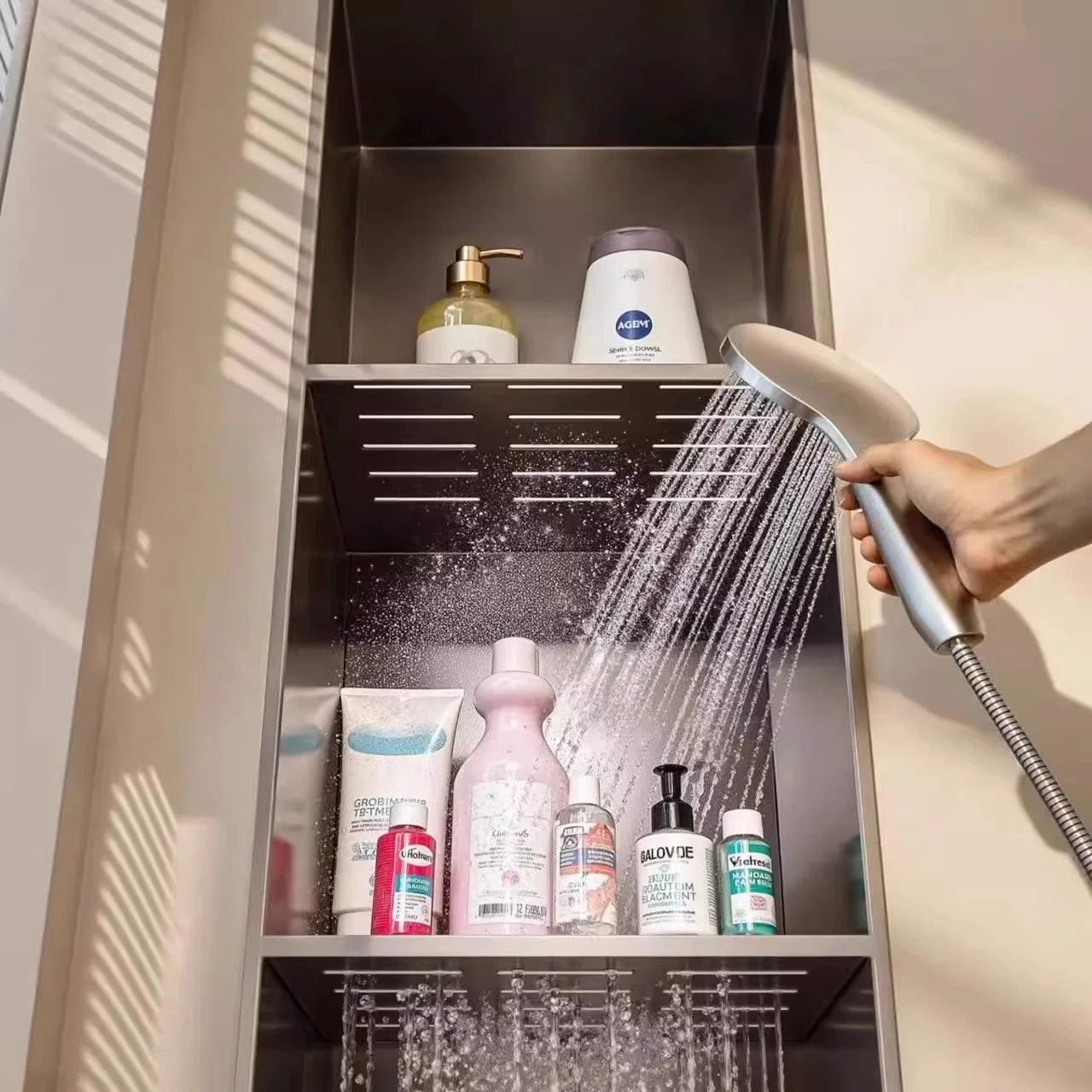 Stainless steel niche storage rack toilet rack embedded living room TV cabinet dining room metal niche