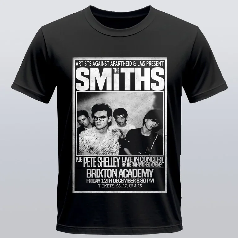 

Band T-shirt The Smiths British Rock Bands 1980s Print Pattern Men Women Vintage Short Sleeve Harajuku Breathable Casual tee