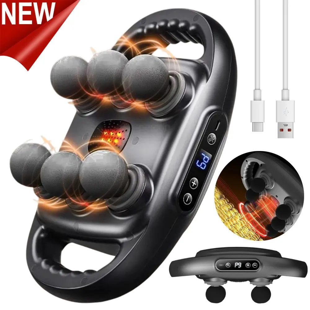 1 ensemble de pistolet de massage à 4 têtes, avec 4 têtes de massage, vibrations haute fréquence et 20 niveaux de force. L'appareil est adapté à toutes les parties du corps, y compris le cou, les fesses et les cuisses.