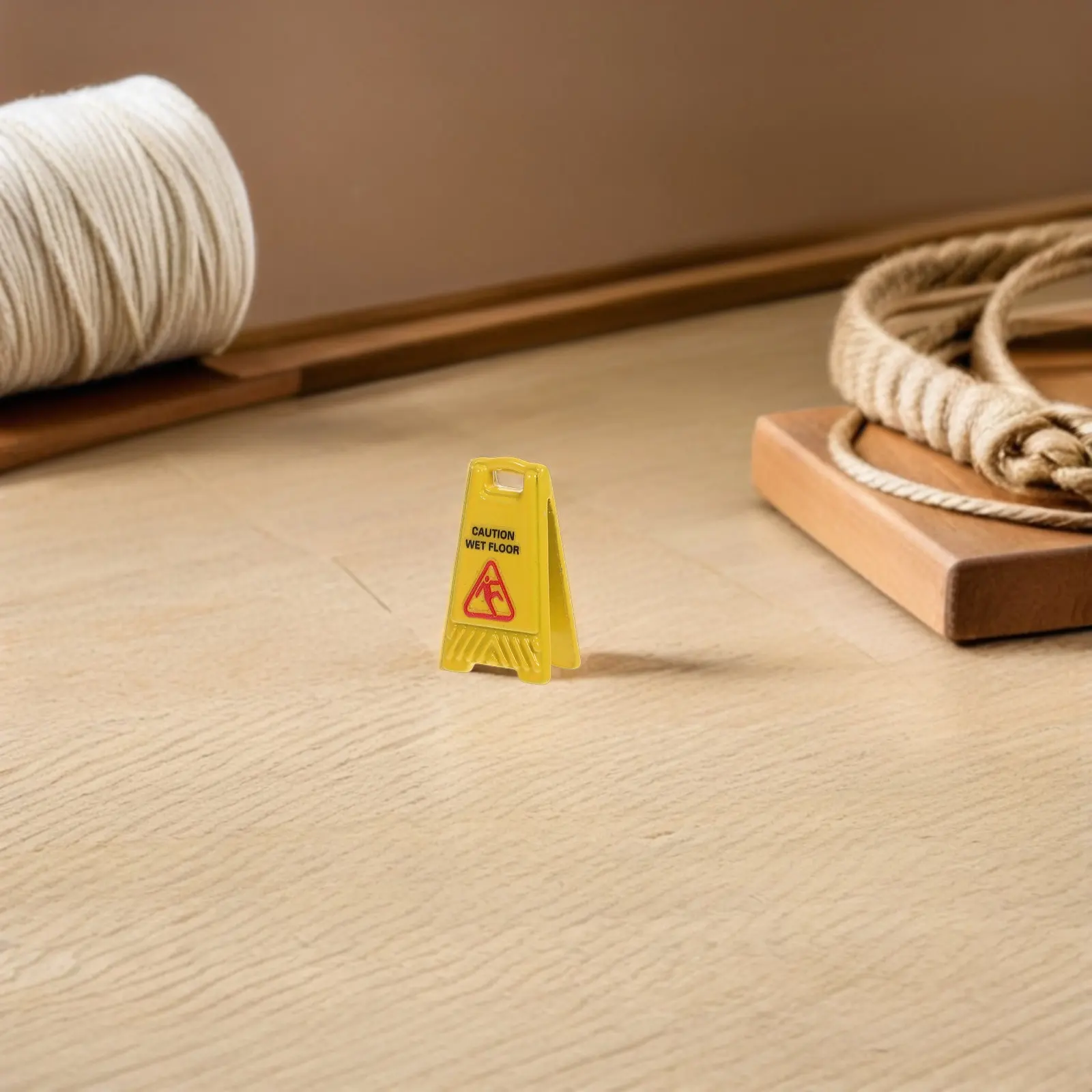 

Alloy Miniature Wet Floor Sign Caution Safety Warning Decoration Dollhouse Tiny Caution Wet Floor Sign Collectors