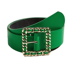 Classic Retro Green Belt Female Autumn Winters Pin New Denim Dress Jeans For Simple Round Buckle Leather Fashion Participants