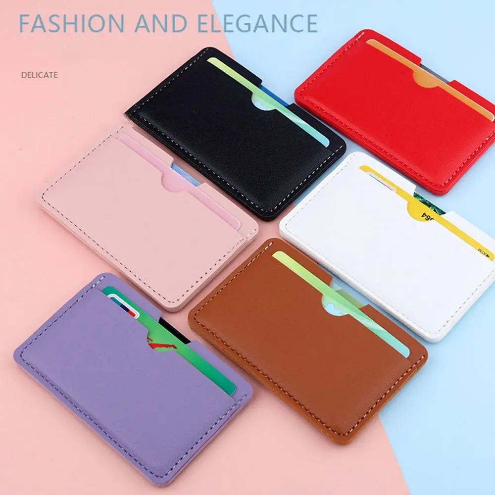 Dompet Mini kulit PU pria, dompet Mini warna polos, tempat kartu gaya Korea, dompet kartu tipis modis