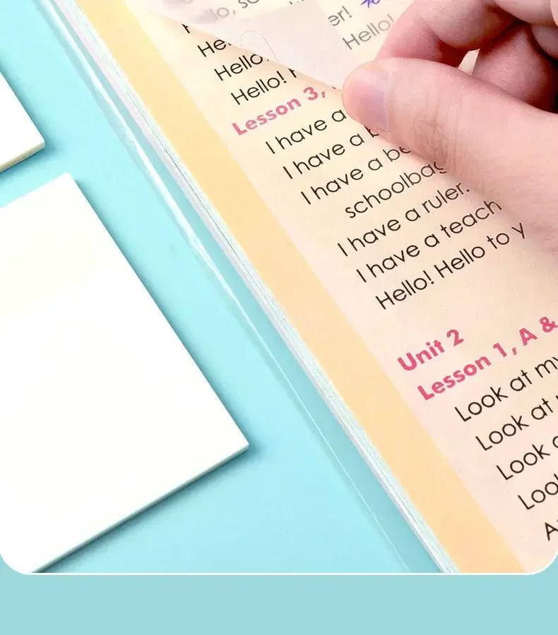 2pcs 150Sheets Stickers Transparent Sticky Notebook Pads Notepads Clear Bookmark Read Book Stationery School Supplie