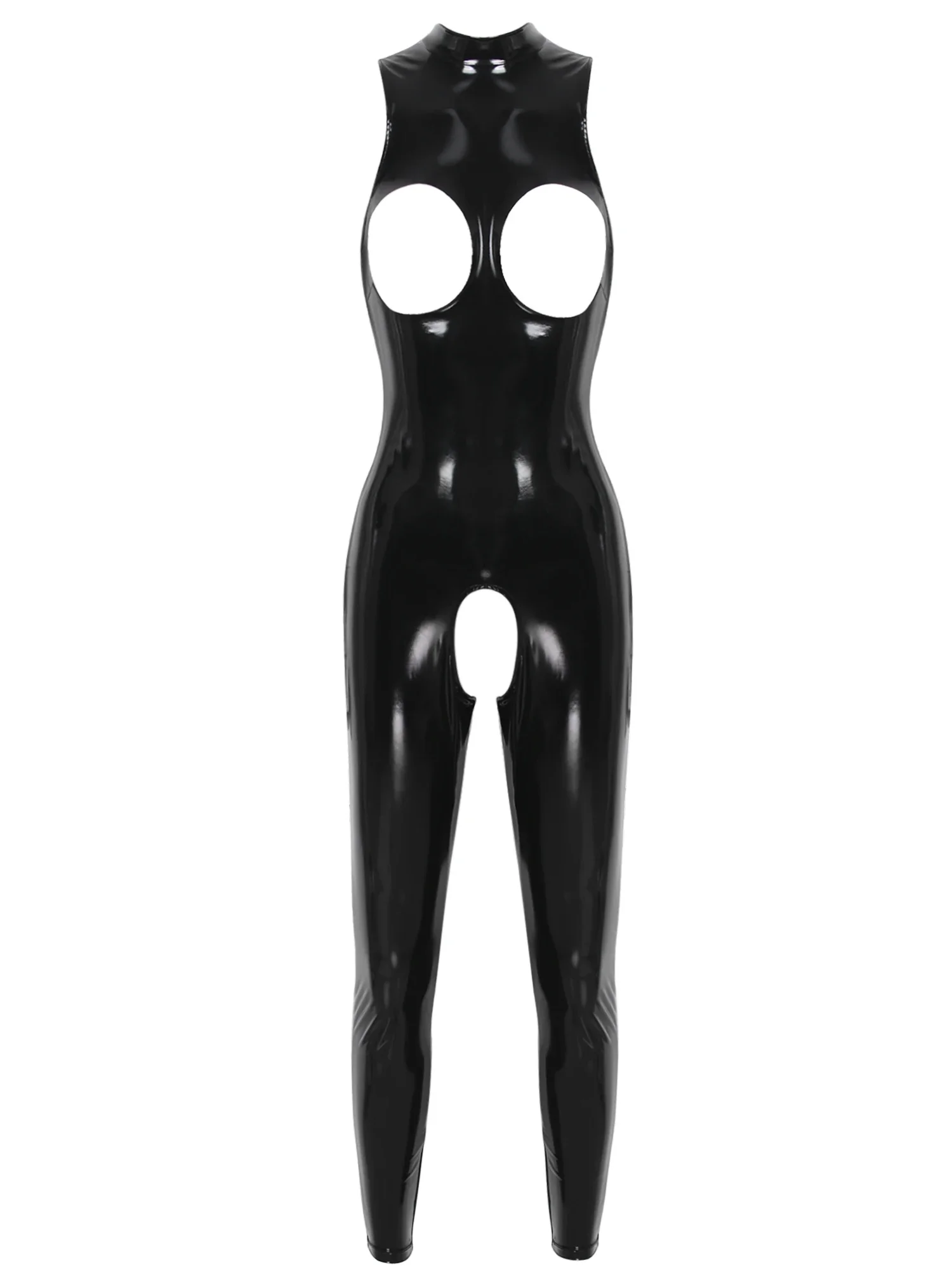 ชุดชั้นในเซ็กซี่วาบหวิวสำหรับผู้หญิง ชุดจั๊มสูท PVC Latex แบบเปียกโช๊ค โชว์หน้าอก ช่วงเป้าเปิด เหมาะสำหรับงานปาร์ตี้คลับ