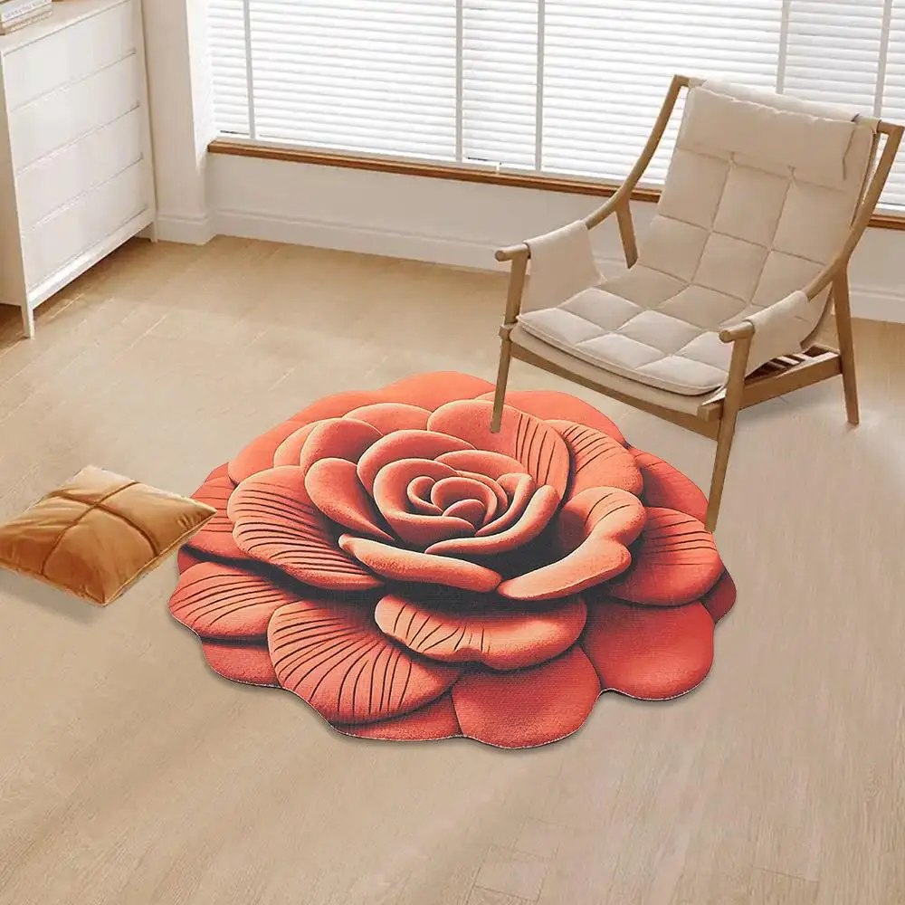 Special-shaped Flower Carpet Non-slip Absorbent Bathroom Floor Mat Soft 60x60cm/100x100cm Peony Floor Mat