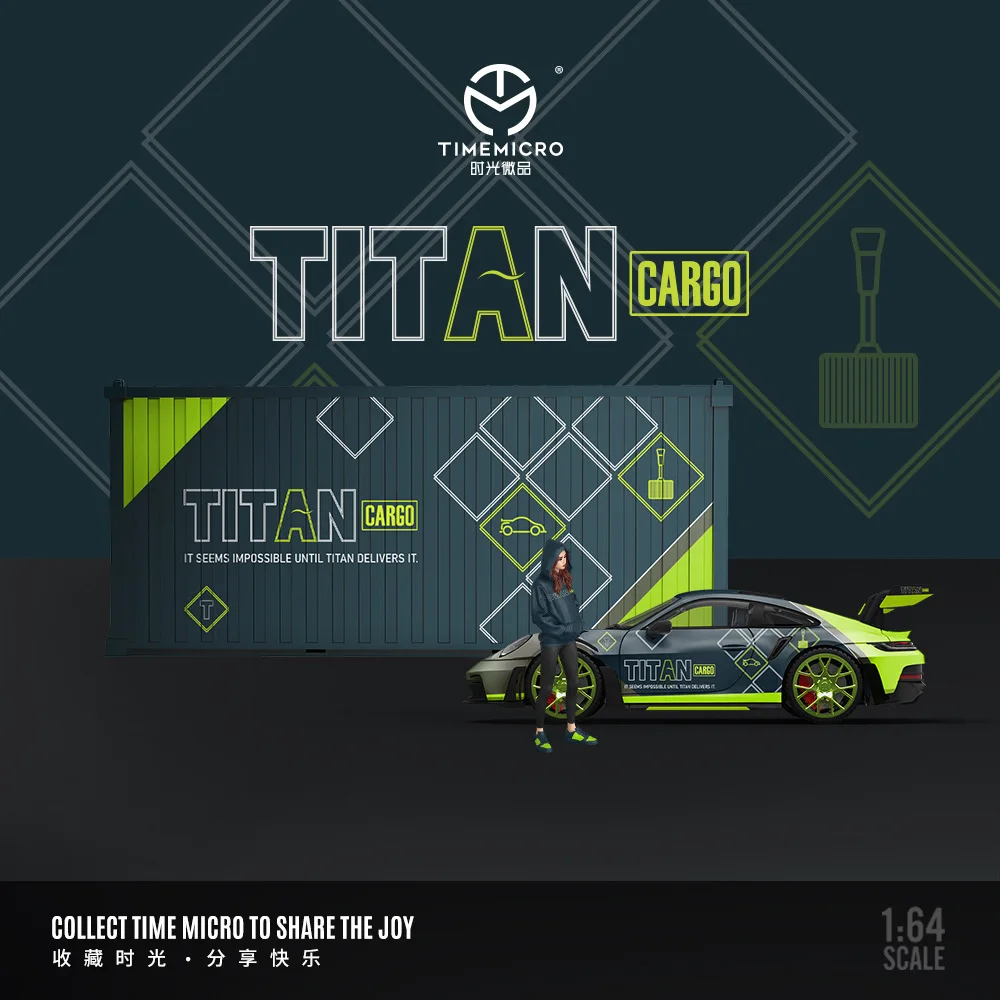 

TimeMicro 1:64 Porsche 992 GT3 RS «TITAN» Edition — набор литых моделей автомобилей из сплава, официальный лицензионный коллекционный дисплей