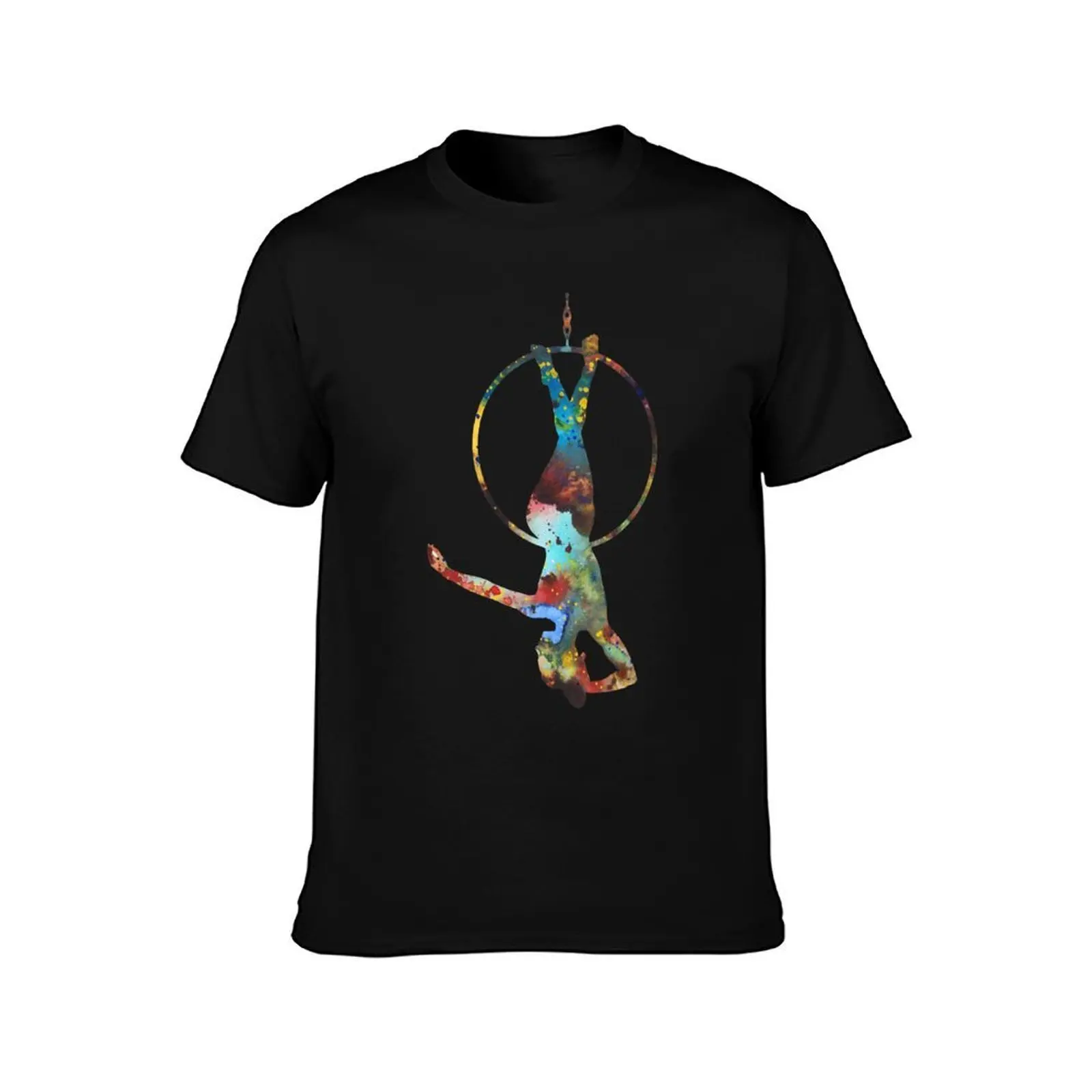 Aerial hoop-lyra T-Shirt, Summer Casual Cotton Tee, Oversized Streetwear Tops, Vintage Graphic Print, Loose Fit Short Sleeve