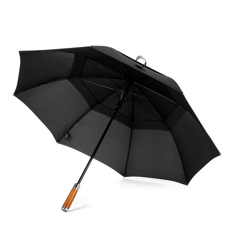 

High-end Classic Business Long Wooden Handle Umbrella Enlarged Windproof Rainproof Double-layer Men's Business Golf Umbrella