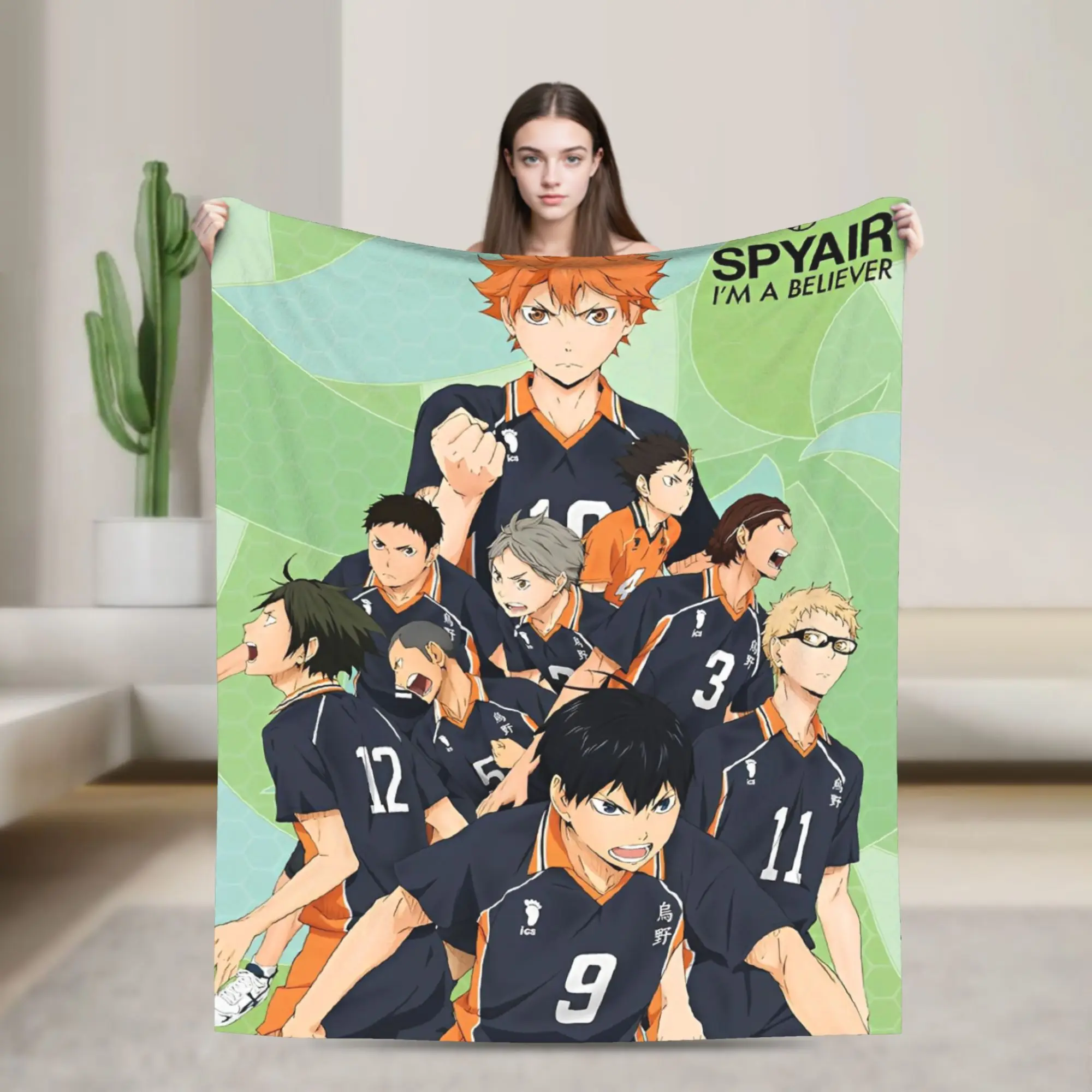 Anime Boy Volleyball Haikyuu  Blanket Fleece  Winter  Multi-function Lightweight Thin Throw Blankets for Bed Travel Quilt