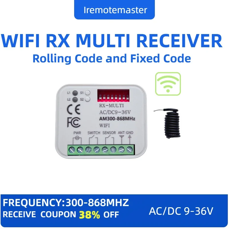 Garage Remote Multi Receiverwifi RX MULTI 300-868 MHZ AC/DC 9-30V  WIFI Tuya Smartlife App Remote Control Receiver Control