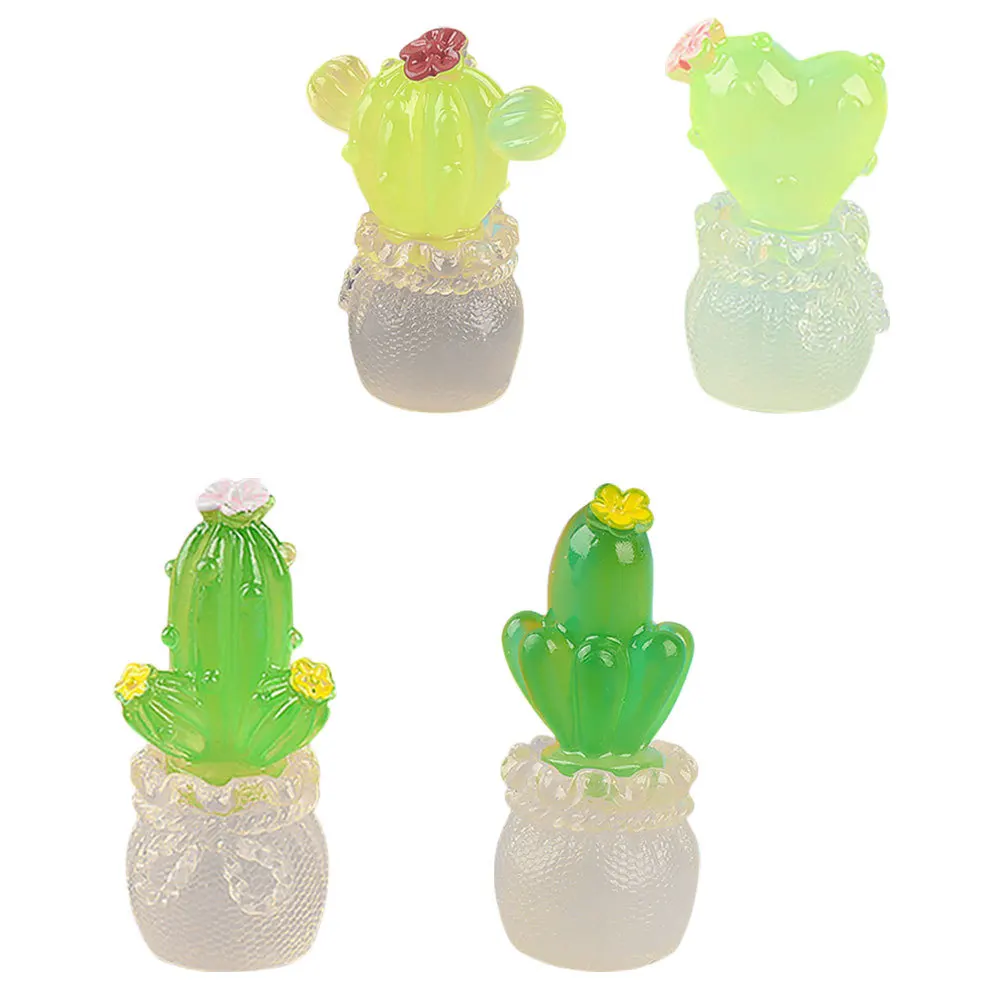 4 stuks Mini Cactus Hars Decors Creatieve Desktop Woonkamer Slaapkamer Decoratie Prachtige Micro Landschapsarchitectuur Ornament