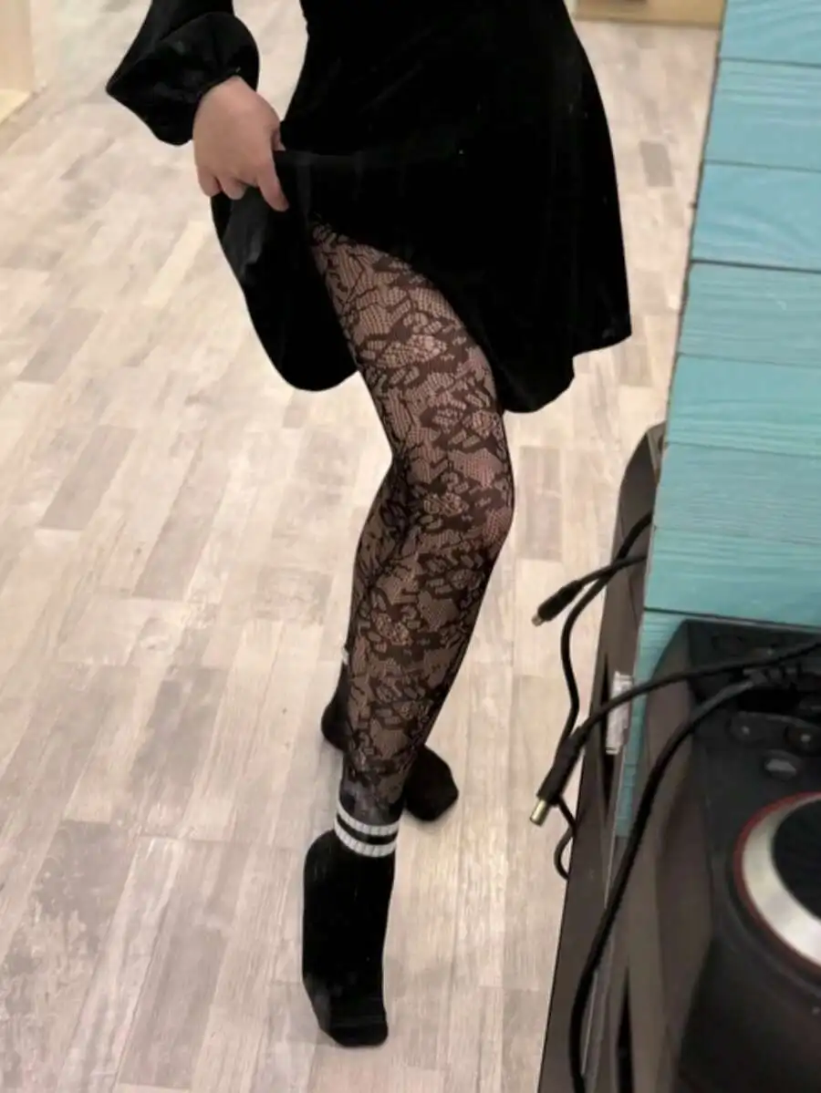 Wedding & Bridal Party Black Floral Lace Tights, Elegant Sheer Fishnet Pantyhose, Great For Bridesmaids, Honeymoon & Wedding