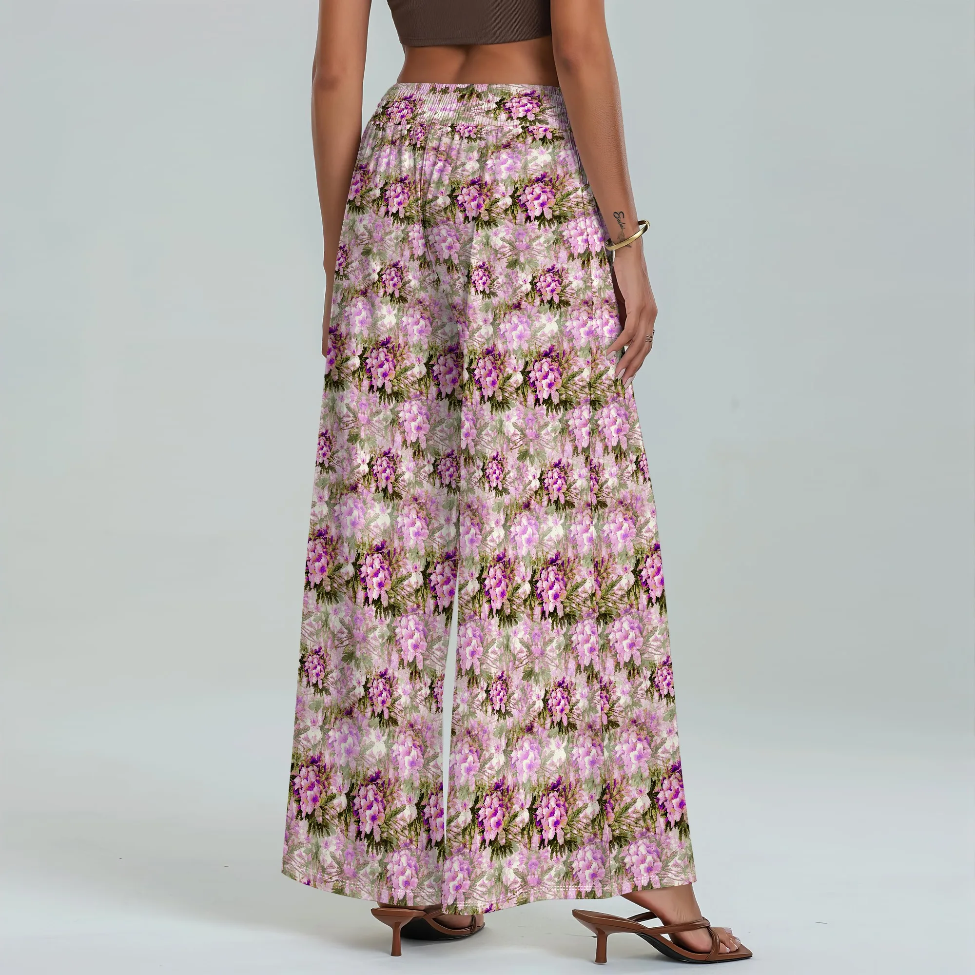 Women's Wide Leg Pants with Pockets Floral Pattern for All Seasons Casual Comfort  Market Outdoor Picnic