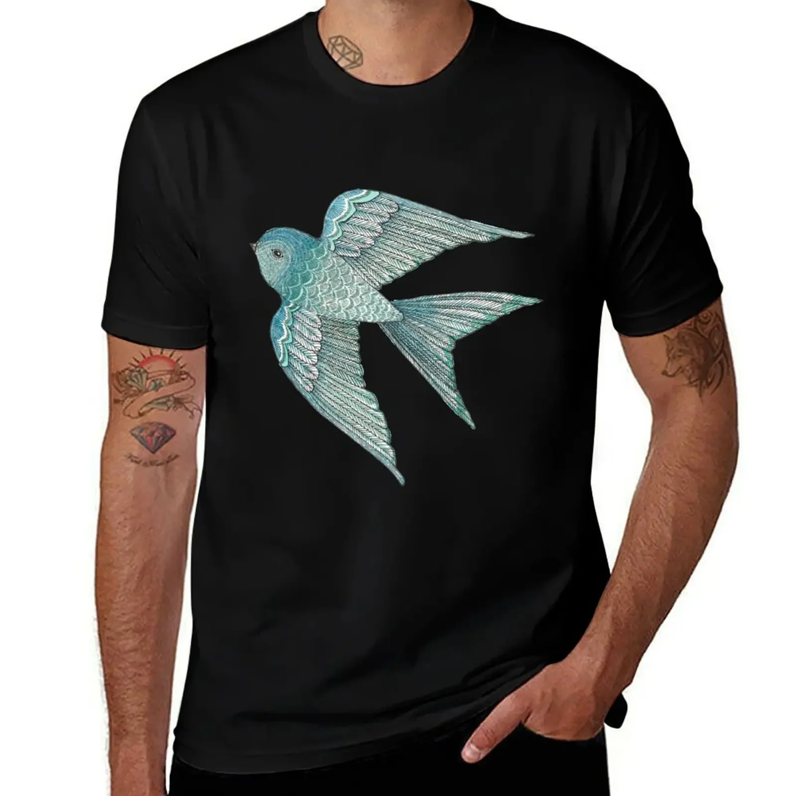 Bird of Hope {on Black} T-Shirt heavyweights plus sizes for a boy mens t shirts