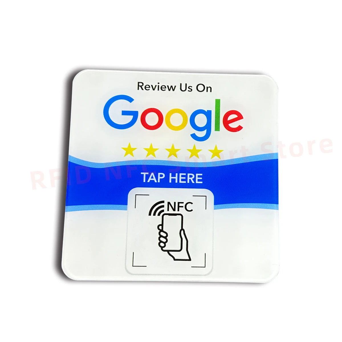 Big Size Waterproof Acrylic NFC Sticker Google Review NFC Square Cafe Table Sticker 100*100mm Google Review NFC Acrylic Tags