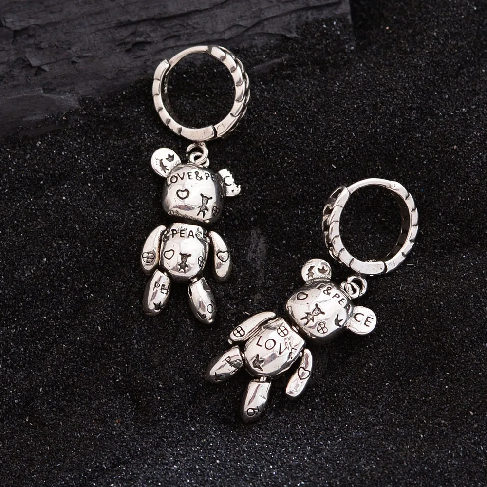 New Arrival Lovely Bear Animal 925 Silver Needle Ladies Tassels Stud Earrings Promotion Jewelry For Women Anti Allergy Gifts