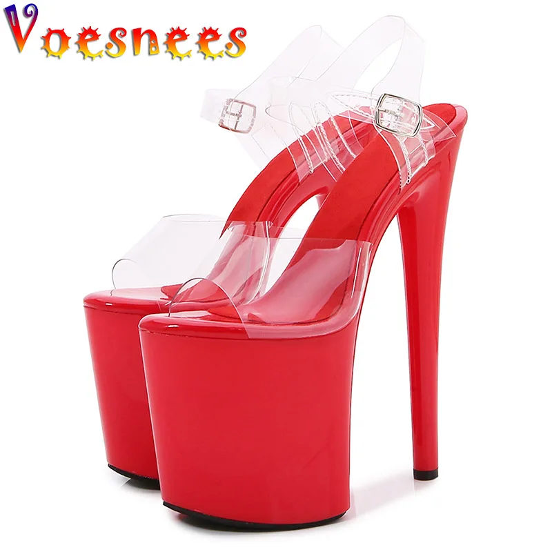 2023 New Fashion Heels Extreme Platform High 20CM Pole Dance Shoes Model Sexy Walk Show Transparent High-heeled Sandals Women