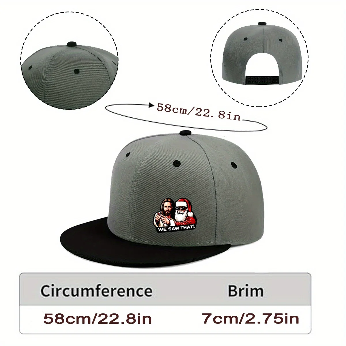 Santa Claus Themed Truck Driver Hat Flat Top Baseball Cap Adjustable Neutral Hip-Hop Hat Fashionable Design Headwear