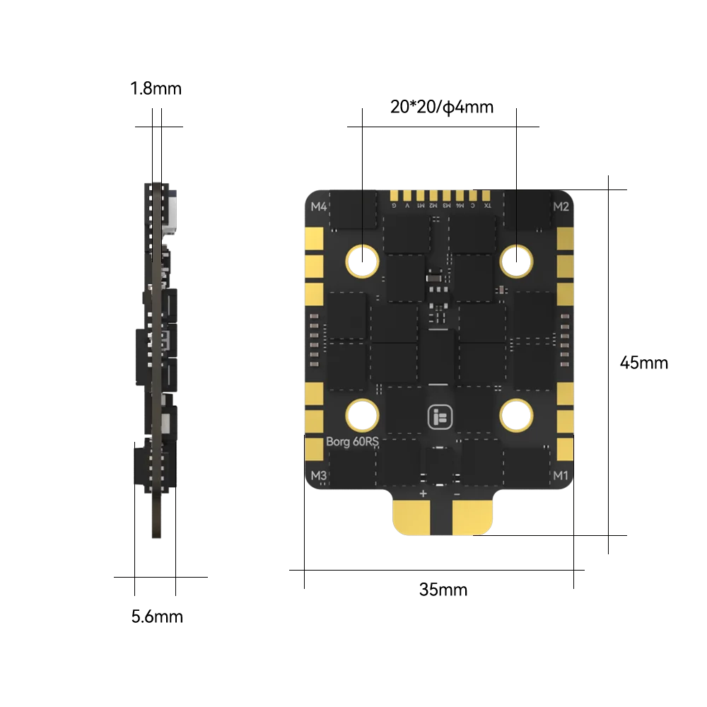 iFlight Borg 5S RX Stack with Borg 5S RX FC Flight Controller / Borg 60RS ESC for FPV Racing Parts