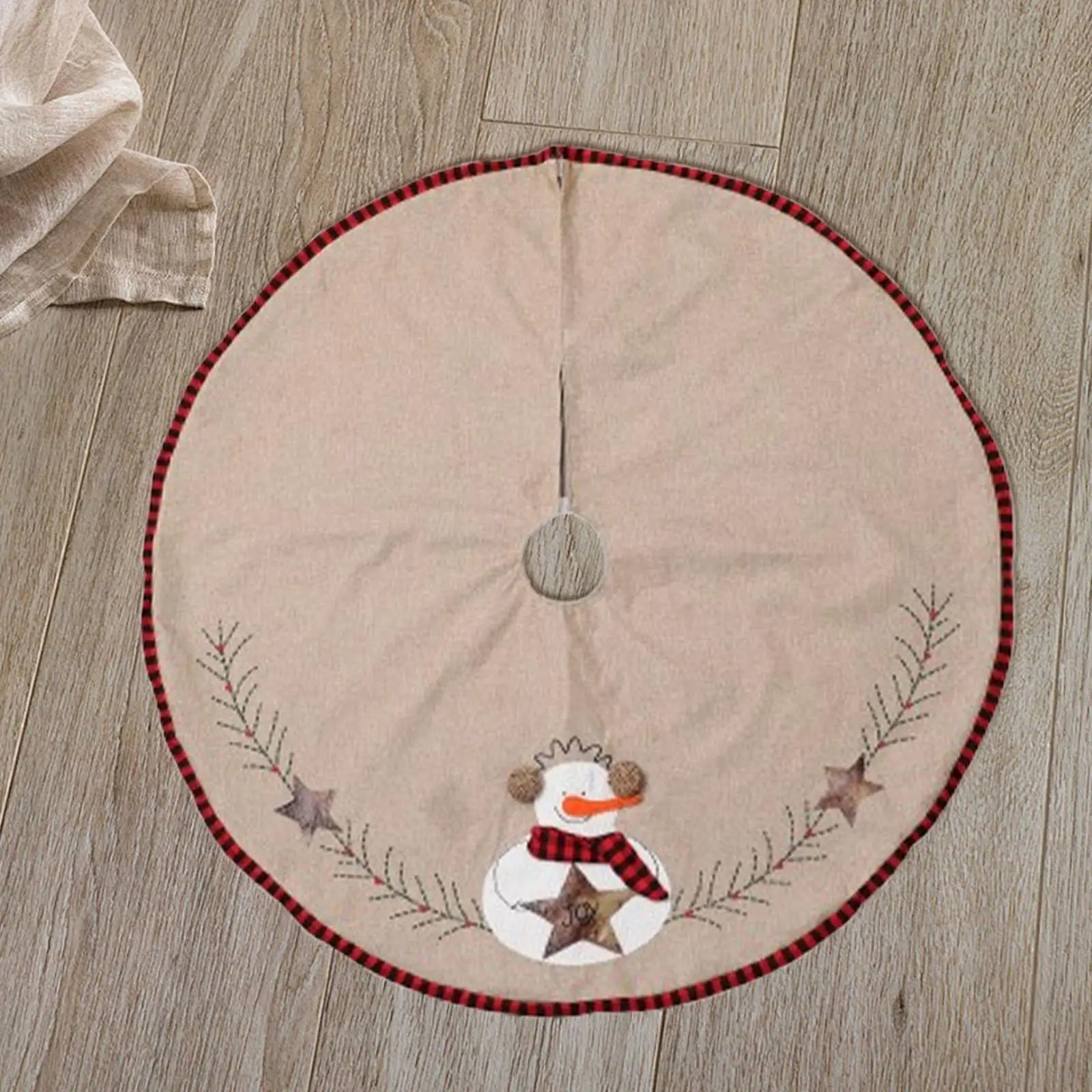 

Linen Christmas Tree Skirt Decorative Tree Mat for Home Hotel Farmhouse