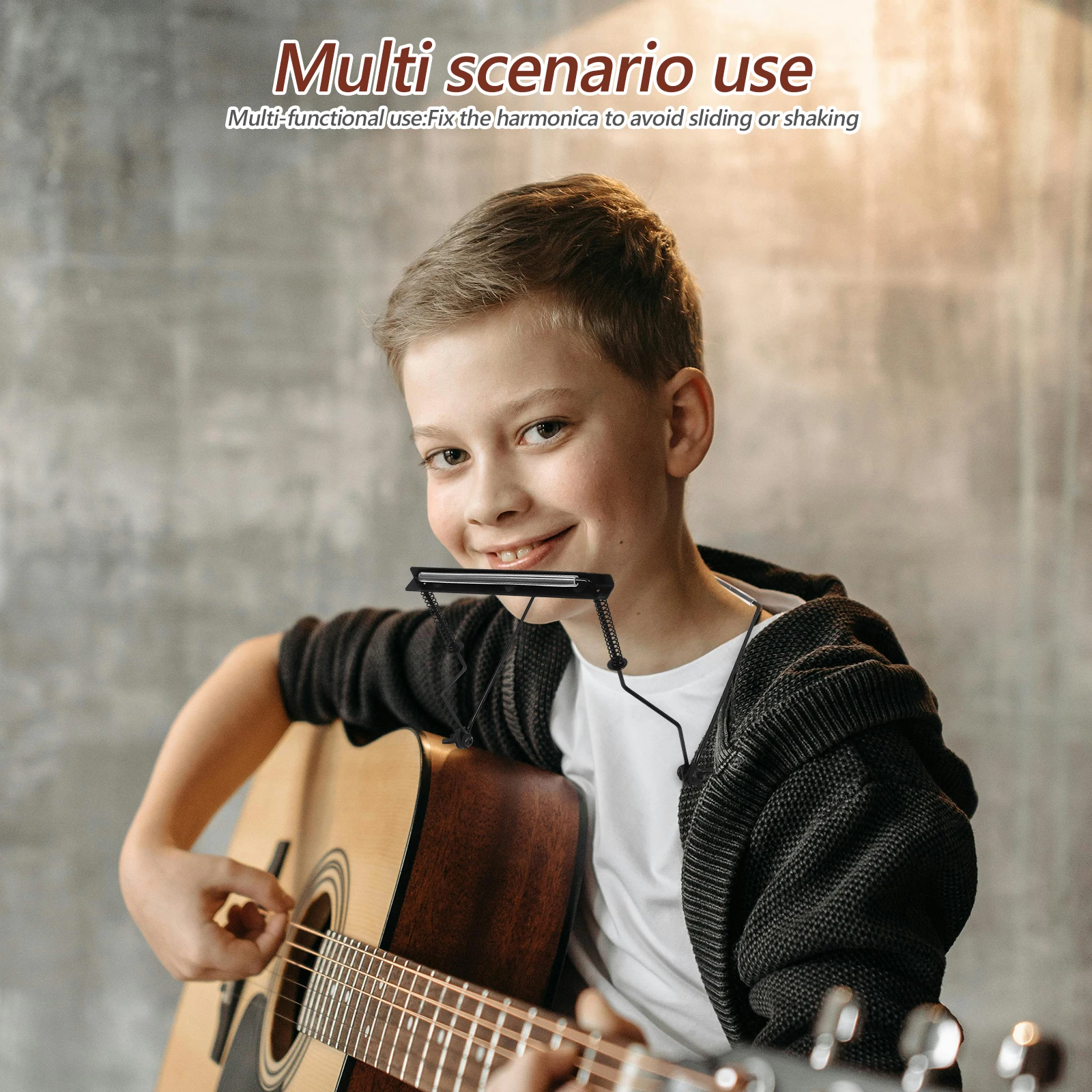 

2Pcs Harmonica Neck Holder Adjustable Frame Metal Rack Handsfree Use for 10 Hole Diatonic Harp Music Performance