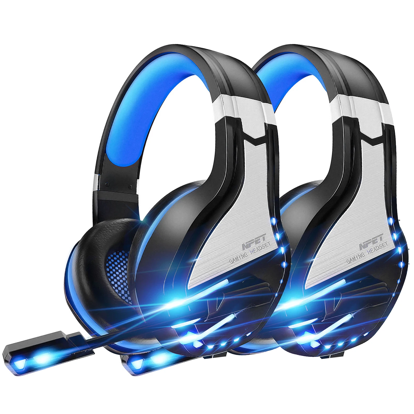 

NPET 2 Pack HS10 Stereo Gaming Headset for PS4 PC Xbox One PS5 Controller