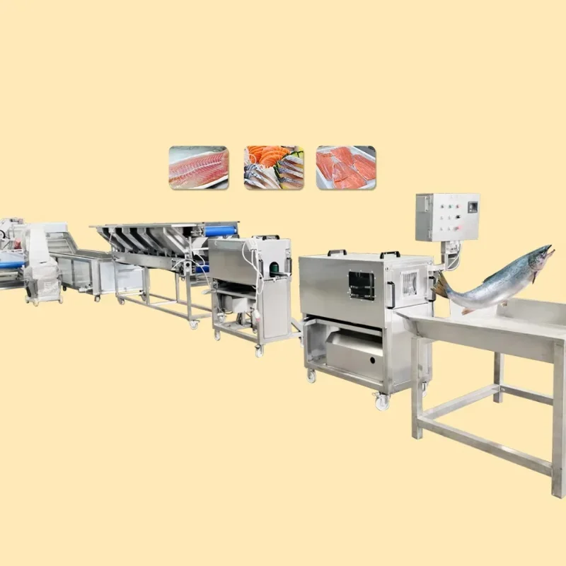 Salmon Fish Processing Line Customized Industrial Fish Filleting Cleaning Cutting Equipment Seafood Production Machine