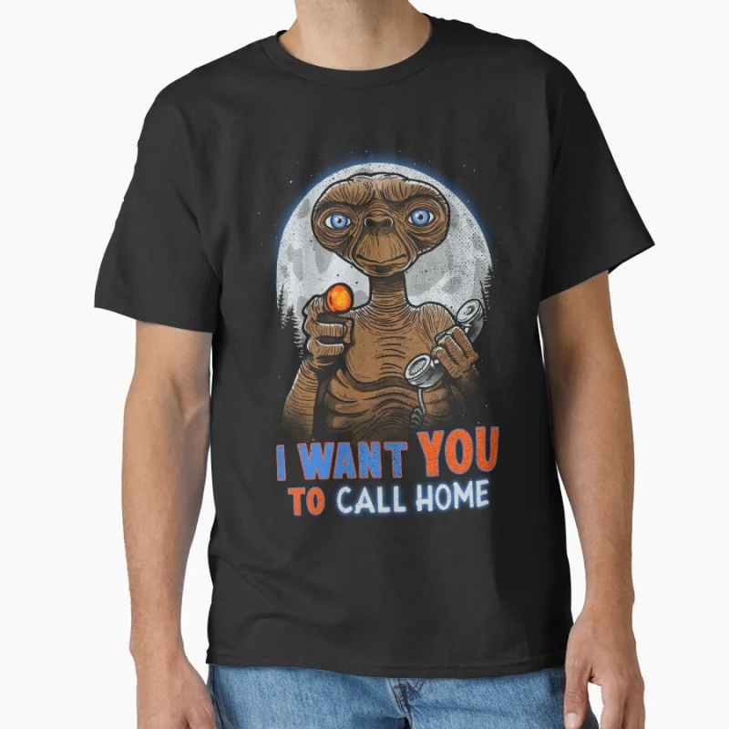 

Uncle ET Retro 80s Alien Movie The Extra-Terrestrial Sci fi Gift T shirt for man Large size Tops Graphic Clothes 100% cotton tee