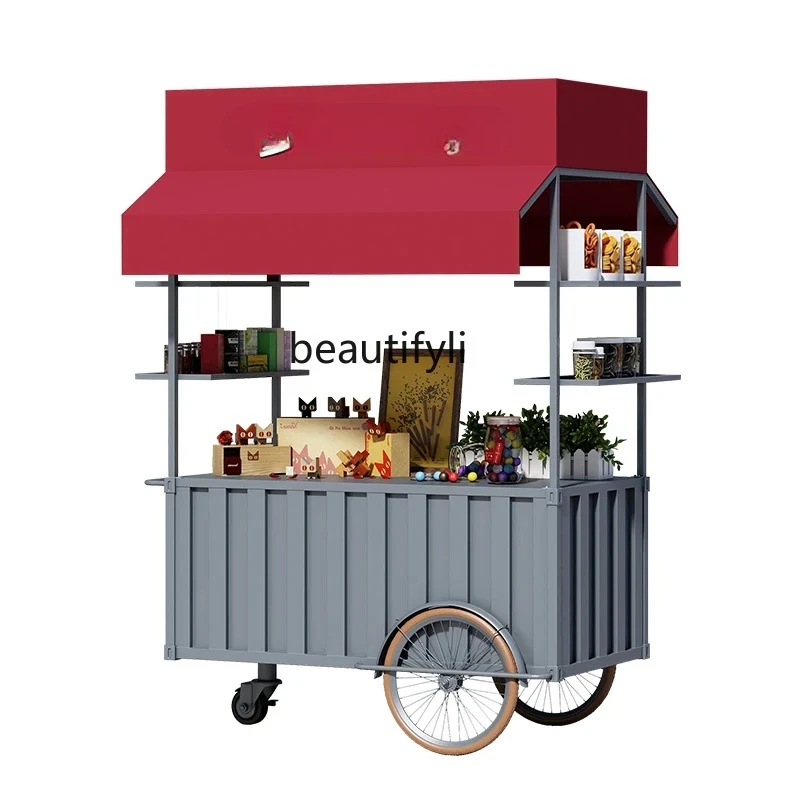

Night market stall car movable market stall car wrought iron float outdoor promotion display stand