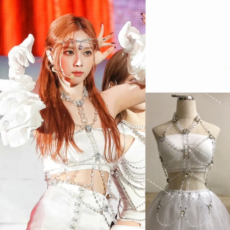 Kpop Girl Group Jazz Dance Slim White Crop Tops Women Nightclub Hot Girl Sexy Tank Top Korean Streetwear Cropped Sleeveless Vest