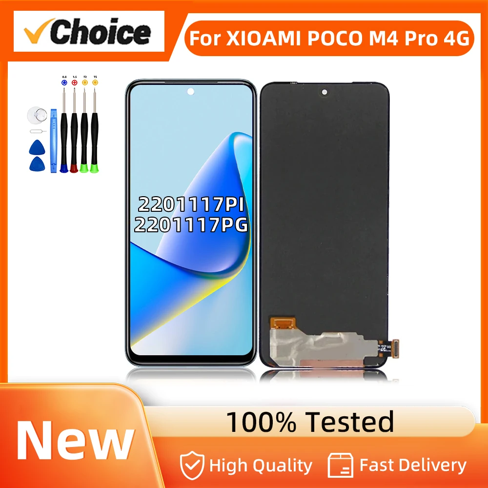 For Xiaomi Poco M4 Pro AMOLED  LCD 2201117PI 2201117PG MZB0B5VI Display Touch Screen Panel For Xiaomi Poco M4 Pro 4G LCD